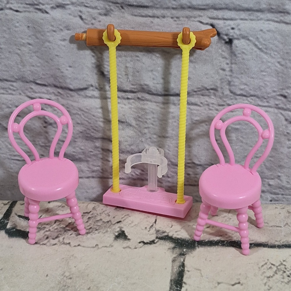 Mattel Barbie Club Chelsea Treehouse 2 Pink Chairs & Swing Replacement Piece Lot
